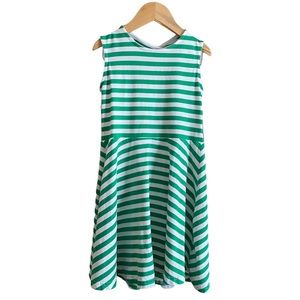 Florence Eiseman green and white striped cutout back sleeveless dress